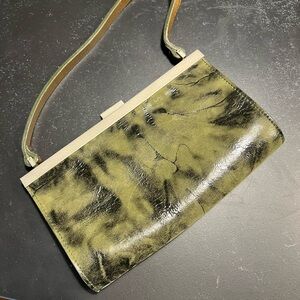 Cute Vintage Casa Lopez Green Leather Clutch